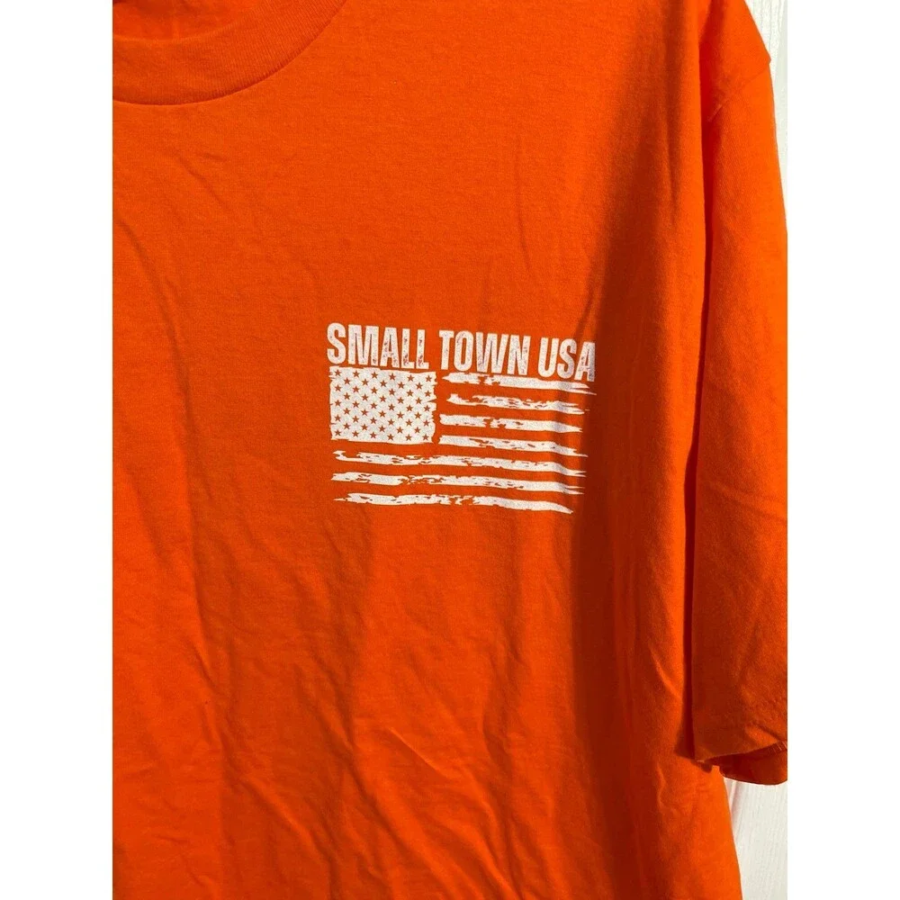 Port & Company “Small Town Strong” Orange T Shirt Size XL New Without Tag
